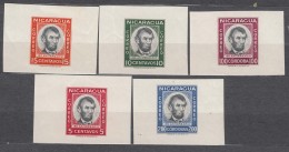 Nicaragua 1960 Abraham Lincoln Set, Five Imperforated Pieces In Form Of Small Blocks, Mint Never Hinged - Nicaragua