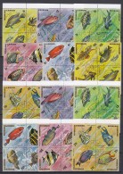 Burundi 1974 Tropical Fish Complete Regular And Airmail Set In Pieces Of Four Mi#1034-1057 And Mi#1085-1108 Canceled - Ongebruikt