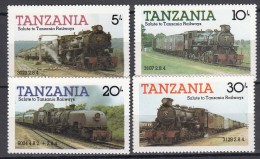 Tanzania 1985 Railway Trains Mi#268-271 Mint Never Hinged - Tansania (1964-...)