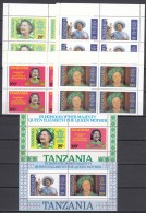 Tanzania Queen Elisabeth 1985 Mi#264-267 Mint Never Hinged Pieces Of Four With Apropriate Blocks 42 And 43 - Tanzania (1964-...)