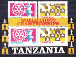 Tanzania 1986 Chess Mi#313-314 With Block 54 Mint Never Hinged - Tanzania (1964-...)