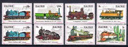 Zaire 1980 Railway Trains Mi#622-629 Mint Never Hinged - Nuovi