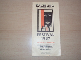 PIEGHEVOLE DEPLIANT BROCHURE TEATRO FESTIVAL 1937 A SALISBURGO AUSTRIA MUSICA LIRICA TOSCANINI - Other & Unclassified