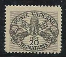 1946 Vaticano Vatican SEGNATASSE RIGHE LARGHE CARTA GRIGIA 20c MNH** Firm.Biondi - Postage Due