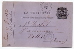 1880--entier Carte Postale  SAGE 10c Noir -cachet Ambulant " Limoges à Toulouse " -ALBI--Lexos-82 - Standard- Und TSC-AK (vor 1995)