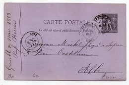 1883--entier Carte Postale SAGE 10c Noir- Cachets GRENOBLE--Isère   ALBI-Tarn - Standard Postcards & Stamped On Demand (before 1995)