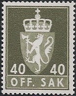 NORWAY - DEFINITIVE: COAT OF ARMS (40o, PHOSPHOR PAPER) 1970 - MNH - Neufs