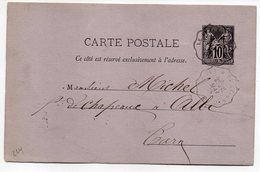 1879--entier Carte Postale  SAGE  10c Noir-cachet Ambulant " LE PUY à St ETIENNE "--Chambon--42 - Standard- Und TSC-AK (vor 1995)