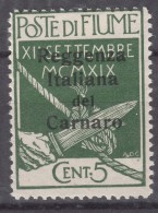 Fiume 1920 Carnaro, Sassone#133 Michel#3 Mint Hinged - Fiume