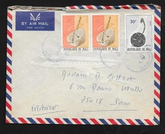 Mali Lettre Par Avion De Segou 21/02/1974 à Paris  N°211 Paire Et 212 Instruments De Musique (N'Djarka & N'Bolon) B/TB - Malí (1959-...)