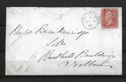 1861 Great Britain → QV 1d Red Perf 14 Local London WC Vertical Oval Duplex Cover - Cartas