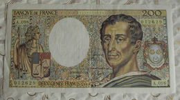 Billet Banque De France 200 Francs Montesquieu 1990 A.098 N°012629. - 200 F 1981-1994 ''Montesquieu''