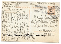 MONDORF LES BAINS 1927 POUR MULHOUSE - ENTIER POSTAL 30 SURCHARGE 40 CENTS - LUXEMBOURG - Macchine Per Obliterare (EMA)