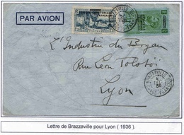 Congo Lettre Avion Brazzaville 4 12 1936 + Brazzaville 1951 Airmail Cover - Briefe U. Dokumente