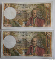 Banque De France Suite 10 Francs Voltaire 1973 N°04232 & 04233 Série N.935. - 10 F 1963-1973 ''Voltaire''