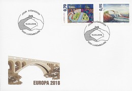 LUXEMBURGO/ LUXEMBOURG/ LUXEMBURG -EUROPA 2018 -TEMA ANUAL -"PUENTES.- BRIDGES - BRÜCKEN - PONTS" - FDC De SERIE De 2 V. - 2018