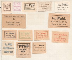 Group Of 14 Mass Mailing Indicia  Various Towns And Permits - Non Classés