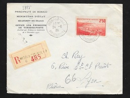 Lettre Recommandée De Monaco Le 24/06/1939 Pour Lyon Le  25/06/1939 Avec Le N°179 Seul Rare !!!   TB - Covers & Documents