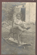 Carte Photo Enfant De Ham S/s Sur Cheval De Bois  1926 - Jemeppe-sur-Sambre