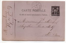 1879-entier Carte Postale  SAGE 10c Noir-cachets MAGNAC-LAVAL--Hte Vienne--ALBI - Tarn - Standard- Und TSC-AK (vor 1995)