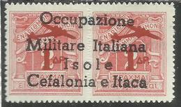 OCCUPAZIONE ITALIANA ITACA ITHACA 1941 SEGNATASSE TAXES TASSE 10 + 10 LEPTA MNH SIGNED FIRMATO - Cefalonia & Itaca