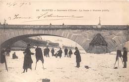 78-MANTES-LA JOLIE-SOUVENIR D'HIVER- LA SEINE A MANTES 1895 - Mantes La Ville