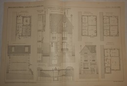 Plan D'une Villa Suburbaine à Bois Colombes Dans La Seine. M.M. Leseine Frères, Architectes. 1910. - Arbeitsbeschaffung