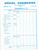 Ancienne Facture De L'Hôtel Terminus, Millau (vers 1975) - Sport En Toerisme