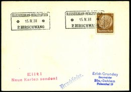 1938 (15.4.) , Seilbahn-Stationsstempel RAXSEILBAHN = Hauspostamt ("Ostmark"), Inl.-Karte - Alpen / The Alps / Les Alpes - Sonstige & Ohne Zuordnung