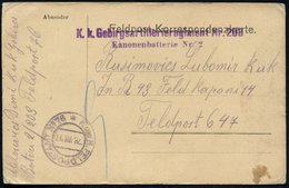 1917 (28.8.) , Feldpostkarte Gebirgsartillerieregiment Nr. 203, Feldpostamt 76 Auf Feldpost-Kt., Kyrillischer Text! - Al - Otros & Sin Clasificación