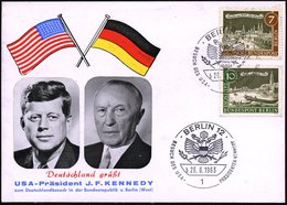 1965 (14.7.) , Sonderstempel Auf Gedenkblatt: Adenauer, Kennedy (Bo.1177 B) - Amerikanische Geschichte / American Histor - Otros & Sin Clasificación