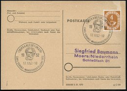1952 (17.9.) , (16) Frankfurt/ M., Sonderstempel Carl Schurz, Inl.-Karte (Bo.177) - Amerikanische Geschichte / American  - Otros & Sin Clasificación