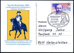 1992 (25.10.) , Haldensleben, Sonderstempel (General Steuben) Auf Passender Sonderkarte - Amerikanische Geschichte / Ame - Altri & Non Classificati