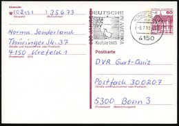 1983 (Juli) 4150 Krefeld, Maschinenwerbestempel Auf Bedarfskarte (Bo.71 A I) - Amerikanische Geschichte / American Histo - Other & Unclassified