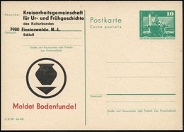 1980 7980 Finsterwald, Amtl. Ganzsache 10 Pf. Neptunbrunnen + Amtl. Zudruck (prähistor. Keramik), Ungebr. (Mi.PZD 79) -  - Autres & Non Classés