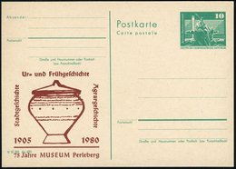 1980 Amt. Ganzsache Neptunbrunnen + Zudruck 75 Jahre Museum Für Ur- U. Frühgeschichte (Buckel-Urne), Ungebr. (Mi.PZD 79) - Sonstige & Ohne Zuordnung