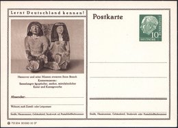 1957 Hannover, 10 Pf. Bildpostkarte Heuss I, Kestner-Museum Mit Alt-ägyptischer Skulptur , Ungebr. (Mi.P 24/295) - Alt-Ä - Altri & Non Classificati