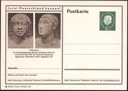 1959 Hildesheim, 10 Pf. Bildpostkarte 10 Pf. Heuss III, Roemer-Pelizäus-Museum Mit 2 Alt-ägyptischen Köpfen (Skulpturen) - Other & Unclassified