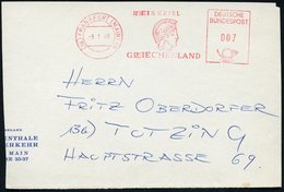 1960 (9.1.) (16) Frankfurt/ M., Absender-Freistempel Mit Kopf Der Pallas Athene, Teil-Vorderseite - Antikes Griechenland - Altri & Non Classificati