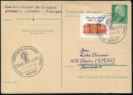 1972 (5.5.) 6507 Ingelheim, Sonderstempel Zur Pergamon-Ausstellung (Kopfbild) Auf DDR-Antwort-P 10 Pf. + 10 Pf. Ulbricht - Otros & Sin Clasificación