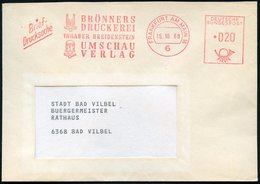 1968 (15.10.) 6 Frankfurt/ Main, Absernder-Freistempel Umschau-Verlag Mit Janus-Kopf, Fernbrief - Antike Griechische Und - Sonstige & Ohne Zuordnung