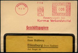 1937 (11.2.) HAINICHEN, Absender-Freistempel Kerma Verbandsstoffe, Kerma = Rache-Göttin, Teil-Vorderseite - Antike Griec - Other & Unclassified