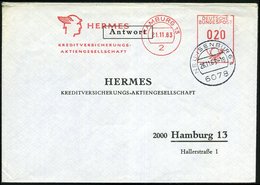1963 2 HAMBURG 13, Absender-Freistempel Hermes-Kreditversicherung = Hermeskopf , (gefalteter) Antwort-Firmenbrief Mit Au - Altri & Non Classificati