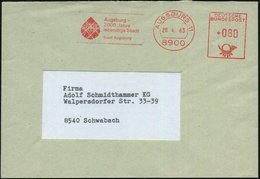 1983 (26.4.) 8900 AUGSBURG 11, Absender-Freistempel "Augsburg 2000 Jahre" (röm. Fruchtbarkeitssymbol = Stadtwappen), Fer - Sonstige & Ohne Zuordnung