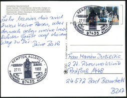 1993 (27.11.) 87435 KEMPTEN, ALLGÄU, Sonderstempel "Cambodunum" = Röm. Name Von Kempten (röm. Grabstein), Bedarfskarte - - Altri & Non Classificati