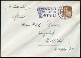 1950 (22 C) KÖLN 1, Maschinen-Werbestempel "1900 Jahre Köln" = Röm. Kopf, Bedarfsbrief (Bo.75 A I = UB "mc") - Römische  - Otros & Sin Clasificación