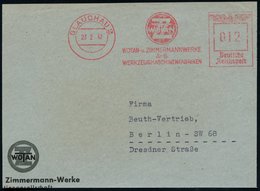 1942 (23.2.) GLAUCHAU 2 , Absender-Freistempel: WOTAN- U. ZIMMERMANNWERKE (Firmen-Logo) Wotan = German. Gott, Motivgleic - Other & Unclassified