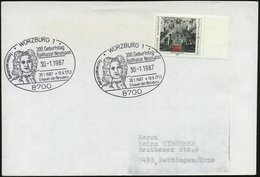 1987 (30.1.) 8700 WÜRZBURG 1, Sonderstempel 300. Geburtstag B. (Brustbild), Inl.-Karte - Architektur, Architekten, Baust - Andere & Zonder Classificatie