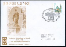 1993 ((27.3.) 1000 BERLIN 12, PU 100 Pf. Bauwerke: BEPHILA '93 = Monument Der Berolina + Passender Sonderstempel Berolin - Sonstige & Ohne Zuordnung