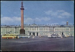 1970 UdSSR, 3 Kop. Bildpostkarte Komsomolzen: Winterpalais (von B. F. Rastelli, 1754) Mit Reisebussen, Ungebr. - Berühmt - Altri & Non Classificati